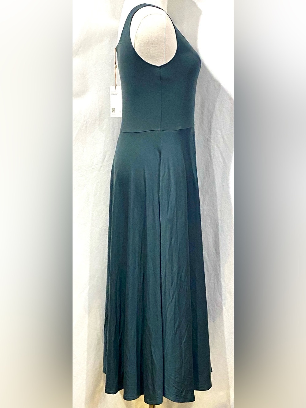 Quince Tencel Jersey Fit & Flare Midi Dress Dark Olive, New With Tags Sz. M - Picture 2 of 9